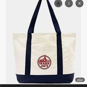 Navy Trader Joe's Canvas Tote Bag